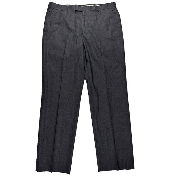 Z Zegna Dark Gray Straight Leg Wool Trousers Size 36x32 - Picture 1 of 10